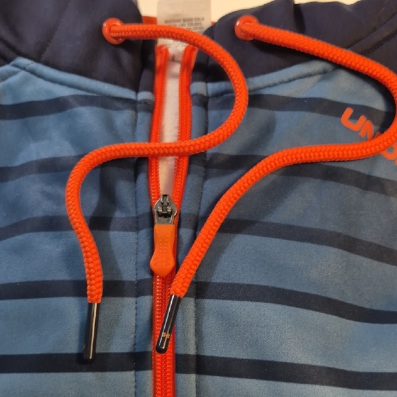 Under Armour 2XL Navy and Orange Fleece Hoodie. - Picture 14 of 15